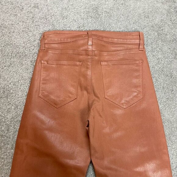 NWOT NEW L’AGENCE Margot High Rise Brown Java Coated Designer Jean Size 23 - Picture 4 of 7
